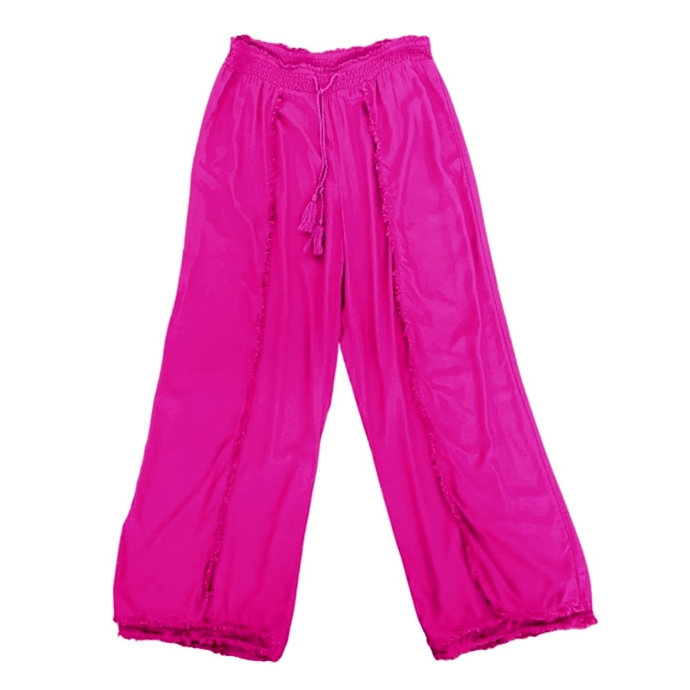 TIME AND TRU || MAGENTA || PALAZZO PANTS WITH LACE DESIGN TRIMMING || SIZE L